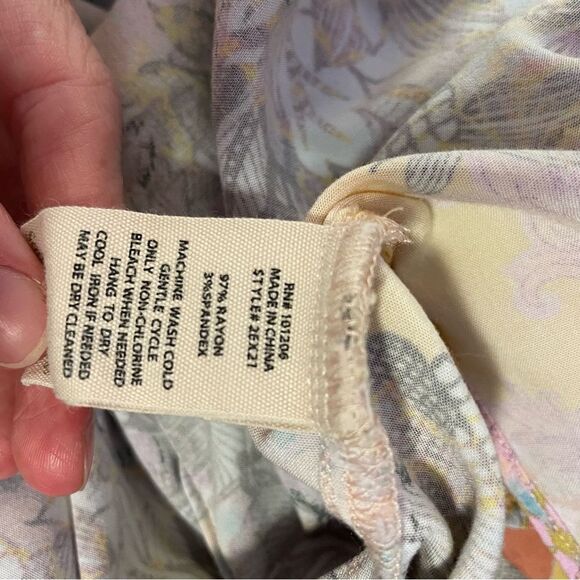 Soft Surroundings Boho Blouse Jersey Knit Top 3/4 Sleeve Yellow Psychedelic XL - Picture 5 of 10